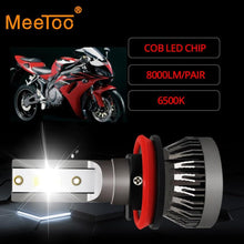 Load image into Gallery viewer, 2Pcs Meetoo Motorcycle Headlight H7 Led bulb HB3 HB4 H11 9006 8000LM Motorbike Light White 6500K Moped Scooter Outdoor Lighting
