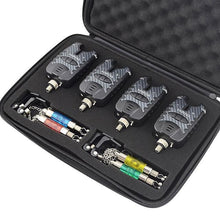 Load image into Gallery viewer, 3 Carp Fishing Bite Alarm and Swinger Set Water Resistant Blue LED Fishing Swingers Fish Bite Alarm
