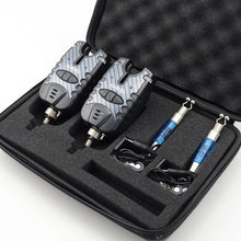 Load image into Gallery viewer, 3 Carp Fishing Bite Alarm and Swinger Set Water Resistant Blue LED Fishing Swingers Fish Bite Alarm
