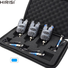 Load image into Gallery viewer, 3 Carp Fishing Bite Alarm and Swinger Set Water Resistant Blue LED Fishing Swingers Fish Bite Alarm
