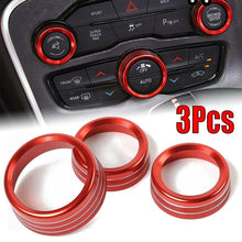 Load image into Gallery viewer, 3x Aluminum AC Radio Control Ring Knob Trim Covers For Dodge Challenger 15-19
