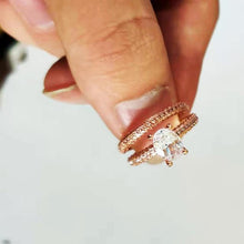 Load image into Gallery viewer, 4Colors Princess Luxury Propose Trendy Sparkling Round Cut Zircon Ring Set Women Brilliant Shiny Stone Wedding Rings Teen Girls
