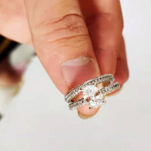 Load image into Gallery viewer, 4Colors Princess Luxury Propose Trendy Sparkling Round Cut Zircon Ring Set Women Brilliant Shiny Stone Wedding Rings Teen Girls
