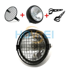 Load image into Gallery viewer, 6.5inch Motorcycle Retro headlight Metal 35W Halogen Front Head light Lamp bracket mask Kits For CG125 GN125 Harley Cafe Racer

