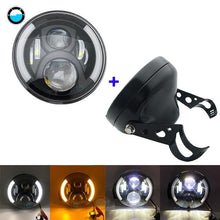 Load image into Gallery viewer, 7 Inch  60W DOT SAE E9 Motorcycle Headlamp  with angle eye Led  Headlight  7inch housing bucket trim ring.
