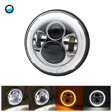 Load image into Gallery viewer, 7 Inch  60W DOT SAE E9 Motorcycle Headlamp  with angle eye Led  Headlight  7inch housing bucket trim ring.
