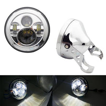 Load image into Gallery viewer, 7 Inch  60W DOT SAE E9 Motorcycle Headlamp  with angle eye Led  Headlight  7inch housing bucket trim ring.

