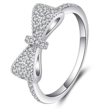 Load image into Gallery viewer, 925 Anillos Silver Sparkling Bow Knot Stackable Ring Micro Pave CZ For Women Valentine's Day Gift Jewelry Wholesale Lots Bulk
