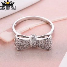 Load image into Gallery viewer, 925 Anillos Silver Sparkling Bow Knot Stackable Ring Micro Pave CZ For Women Valentine's Day Gift Jewelry Wholesale Lots Bulk
