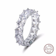 Load image into Gallery viewer, 925 SILVER PAVE SETTING FULL SQUARE Simulated Diamond CZ ETERNITY BAND ENGAGEMENT WEDDING Stone Rings Size 5,6,7,8,9,10,11,12
