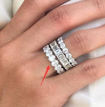 Load image into Gallery viewer, 925 SILVER PAVE SETTING FULL SQUARE Simulated Diamond CZ ETERNITY BAND ENGAGEMENT WEDDING Stone Rings Size 5,6,7,8,9,10,11,12
