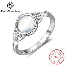 Load image into Gallery viewer, 925 Sterling Silver Charm Moonstone Rings for Women Victorian Style Round Female Ring Fine Jewelry Gift for Wife (Lam Hub Fong)
