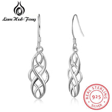 Load image into Gallery viewer, 925 Sterling Silver Earrings for Women Braided Shape 21mm Dangle Drop Earrings Simple Jewelry Anniversary Gift (Lam Hub Fong)
