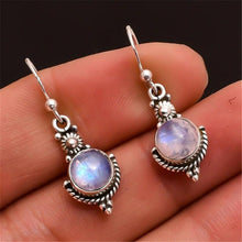 Load image into Gallery viewer, 925 Sterling Sliver Moonstone Drop Earring for Women Retro Punk Natural Gemstone Wedding Silver 925 Jewelry Drop Garnet Earring
