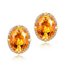 Load image into Gallery viewer, 925 sterling silver Citrine earrings for women elegant  Micro Inlay cubic zirconia square stud earring accessories jewelry Gifts
