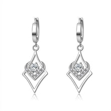Load image into Gallery viewer, 925 sterling silver earrings drop Geometric shape zircon Christmas gift Micro Inlay cubic zirconia earrings for women 2019 black
