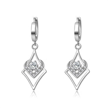 Load image into Gallery viewer, 925 sterling silver earrings drop Geometric shape zircon Christmas gift Micro Inlay cubic zirconia earrings for women 2019 black
