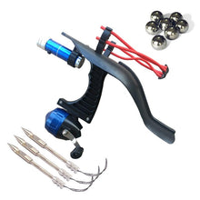 Load image into Gallery viewer, ABS Slingshot Hunting Fishing Bow Powerful Catapult Support Sightscope Reel Multi-function Steel Ball Ammo Arrow Sight Scope
