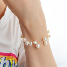 Load image into Gallery viewer, ASHIQI Real Natural Freshwater Pearl Bracelets with 3 row Transparent Fishing Line Invisible Chain Bracelet women gift
