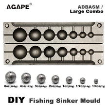 Load image into Gallery viewer, Agape DIY Fishing Ball Sinker Mould ADBASM/Large Combo Ball Sinker 7g 14g 28g 56g 84g 112g 168g 7 Cavities
