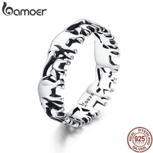 Load image into Gallery viewer, BAMOER 925 Sterling Silver Stackable Animal Collection Elephant Family Finger Rings for Women Jewelyr SCR344
