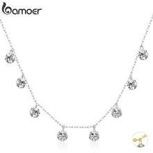 Load image into Gallery viewer, BAMOER Real 925 Sterling Silver Dazzling Cubic Zircon Round Circle CZ Pendant Necklaces for Women Sterling Silver Jewelry SCN299
