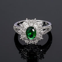 Load image into Gallery viewer, Bague Ringen 100% Real Silver 925 Ring For Women With 6*8mm Oval shape Emerald Gemstone Zircon Jewelry Lady Christmas Gift
