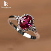 Load image into Gallery viewer, Bague Ringen 925 Sterling Silver Ring For woman with oval ruby gemstone zircon Silver jewelry Anniversary female Party Gift
