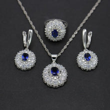 Load image into Gallery viewer, Bague Ringen 925 Sterling Silver Sets Women's Wear Jewelry Gemstones Ring Earrings Necklace Ruby Amethyst Emerald Wavy Flower
