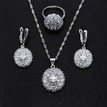 Load image into Gallery viewer, Bague Ringen 925 Sterling Silver Sets Women's Wear Jewelry Gemstones Ring Earrings Necklace Ruby Amethyst Emerald Wavy Flower
