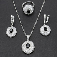 Load image into Gallery viewer, Bague Ringen 925 Sterling Silver Sets Women's Wear Jewelry Gemstones Ring Earrings Necklace Ruby Amethyst Emerald Wavy Flower
