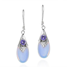 Load image into Gallery viewer, Bague Ringen  925 Sterling Silver droplets Amethyst Moonstone Dangle Drop Earring  Female wedding party Jewelry Gift wholesale
