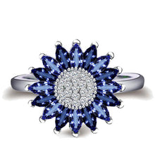 Load image into Gallery viewer, Bague Ringen Female Trendy Silver 925 Jewelry Sapphire Rings for Women Sunflower Blue Gemstones Flower Plant Dating Party ring
