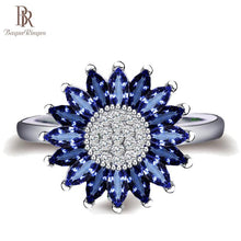 Load image into Gallery viewer, Bague Ringen Female Trendy Silver 925 Jewelry Sapphire Rings for Women Sunflower Blue Gemstones Flower Plant Dating Party ring
