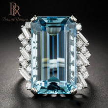 Load image into Gallery viewer, Bague Ringen  Luxury Created Topaz 100% 925 Sterling Silver Created  Blue Gemstone Rings Wedding Engagement Fine Jewelry new
