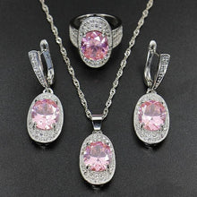 Load image into Gallery viewer, Bague Ringen Silver 925 Gemstones Jewelry Sets for Women Ring Earrings Necklace Sapphire Ruby Amethyst Female Wedding Wholesale
