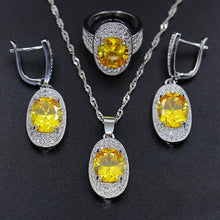 Load image into Gallery viewer, Bague Ringen Silver 925 Gemstones Jewelry Sets for Women Ring Earrings Necklace Sapphire Ruby Amethyst Female Wedding Wholesale
