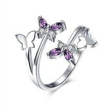Load image into Gallery viewer, Bague Ringen Silver 925 Jewelry Ring Korean Style Amethyst  Gemstone Flower Shape Opening Adjustable Ring  For Women Top Qualtiy
