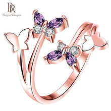 Load image into Gallery viewer, Bague Ringen Silver 925 Jewelry Ring Korean Style Amethyst  Gemstone Flower Shape Opening Adjustable Ring  For Women Top Qualtiy
