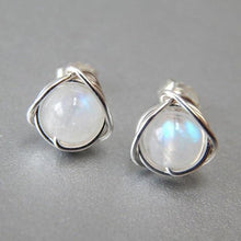 Load image into Gallery viewer, Bague Ringen Temperament Minimalist Sterling S925 Silver Jewelry Moonlight Stone Earrings for Women Anti-allergy Ear studs Lady
