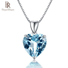 Load image into Gallery viewer, Bague Ringen silver 925 jewelry necklace with Heart of the Sea shape sapphire Pendant luxury jewelry Engagement Wedding Gift
