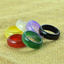 Load image into Gallery viewer, Beautiful 12mm Wide Natural Red Green Yellow White Agate Jade Ring Woman Man's Lucky Rings 9-10# Charm Gift Jewelry
