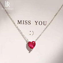 Load image into Gallery viewer, Begua Ringen 925 Sterling Silver Necklace Red Heart-shaped Clavicle Chain Simple Crystal for Women Wedding Jewelry Wholesale
