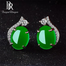 Load image into Gallery viewer, Begua Ringen2019 New Design Green 925 Silver Women Earrings Created  Emerald Gemstone Fine Charm Jewelry for Women
