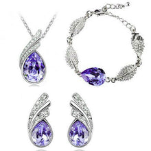 Load image into Gallery viewer, Best selling Fine jewelry crystal light purple 925 sterling silver women's wedding necklace bracelet earrings set gift S0133
