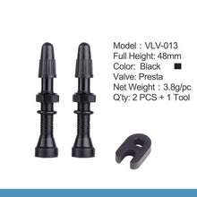 Load image into Gallery viewer, Bicycle 1Pair 48mm 60mm Presta Valve for Road MTB Bicycle Tubeless Tires Brass Core Alloy Stem Tubeless Sealant Compatible

