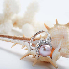 Load image into Gallery viewer, Big Discount 925 sterling silver jewelry on sale big natural pearl rings for women stone ring adjustable white/pink/purple pearl
