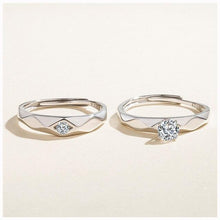 Load image into Gallery viewer, Boxed 925 Sterling Silver Resizable Zircon Couple Ring Fashion Statement Engagement Wedding Jewelry Love Gift for Couples
