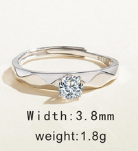 Load image into Gallery viewer, Boxed 925 Sterling Silver Resizable Zircon Couple Ring Fashion Statement Engagement Wedding Jewelry Love Gift for Couples

