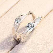 Load image into Gallery viewer, Boxed 925 Sterling Silver Resizable Zircon Couple Ring Fashion Statement Engagement Wedding Jewelry Love Gift for Couples
